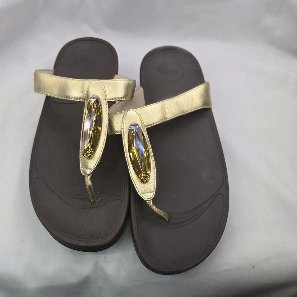 Fitflop Gold and‎ Black Sandals